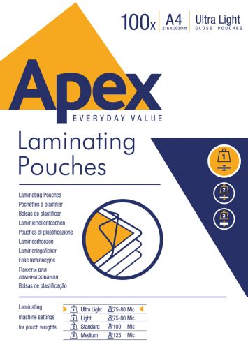 Apex Pochette de plastifcation Ultra Light, A4, 150 microns