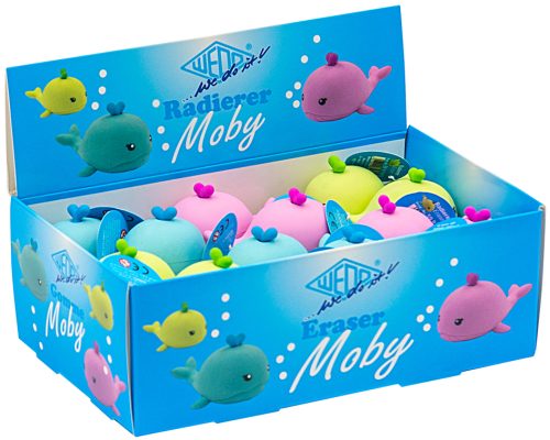 WEDO Gomme en plastique baleine 'MOBY', présentoir de 24