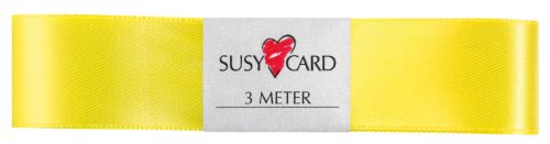 SUSY CARD Ruban cadeau 'double satin', 25 mm x 3 m, jaune