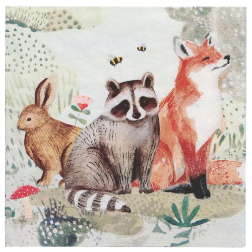 PAPSTAR Serviette à motif 'Rabbit, Raccon & Fox'