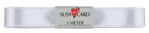 SUSY CARD Ruban cadeau 'double satin', 15 mm x 3 m, blanc