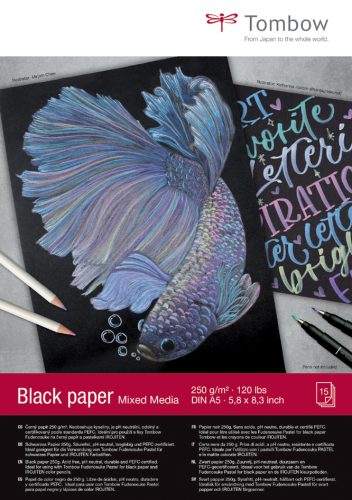 TOMBOW Bloc à dessin 'Black Paper', A5, uni, 250 g/m2, noir