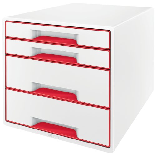 LEITZ Bloc de classement WOW CUBE, 4 tiroirs, blanc/rouge