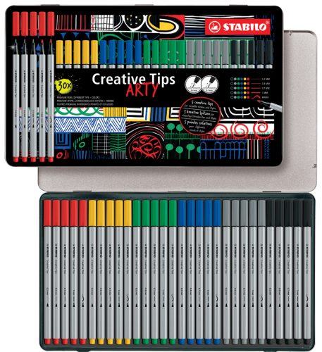 STABILO Kit Creative Tips ARTY PASTELL, étui métal de 30