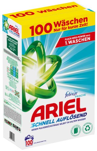ARIEL Lessive en poudre febreze Fraîcheur, 6 kg - 100 lavage