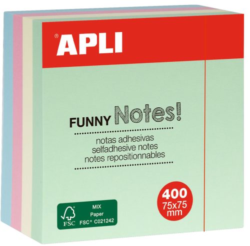 APLI Cube de notes adhésives 'FUNNY Notes!', 75 x 75 mm