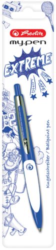 herlitz Stylo à bille rétractable my.pen, bleu/blanc