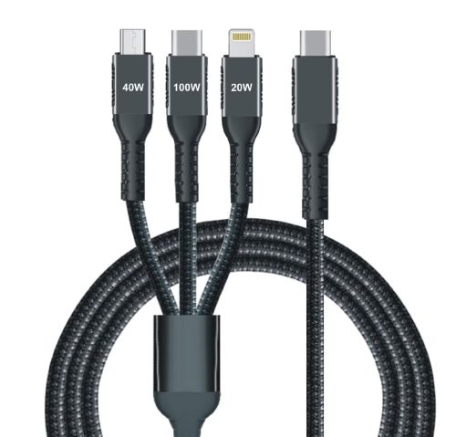 IWH Câble de charge 3 en 1, USB-A-Lightning/Micro USB/USB-C
