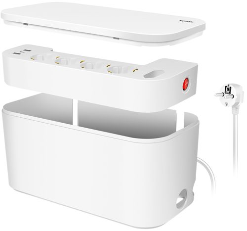 LogiLink Boîtier de câbles avec multiprise, 5 prises, blanc