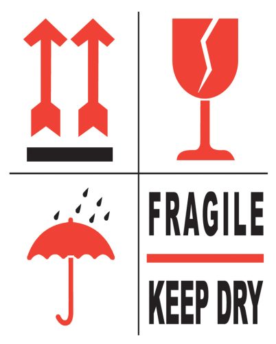 rillprint Étiquette d'avertissement 'FRAGILE/KEEP DRY'