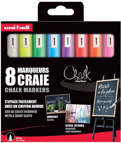 uni-ball Marqueur craie Chalk marker PWE5M/8 PF, étui de 8