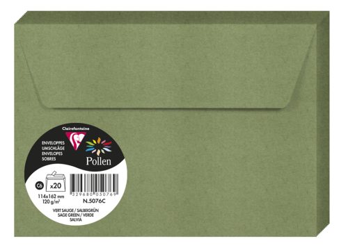 Pollen by Clairefontaine Enveloppes C6, vert sauge