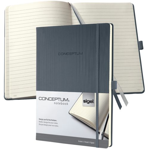 sigel Carnet de notes Conceptum, A4, ligné, gris