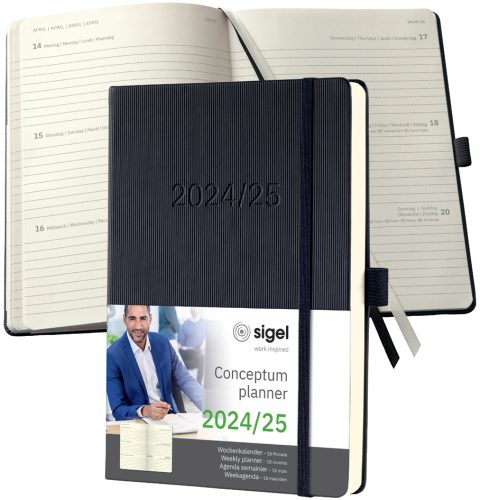 sigel Agenda planning Conceptum 2025/2026, env. A5, noir