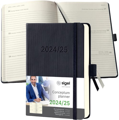 sigel Agenda planning Conceptum 2025/2026, env. A6, noir