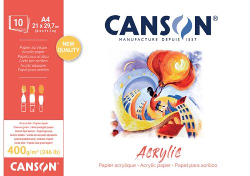 CANSON Bloc papier dessin 'Acrylic', 210 x 297 mm, 400 g/m2