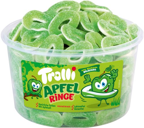 Trolli Bonbon gélifié RONDELLES DE POMME, boîte de 150