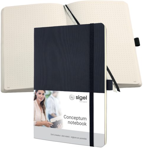 sigel Carnet de notes Conceptum, A5, pointillé, noir