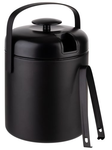 APS Seau à glaçons, en acier inoxydable, 1,3 litre, noir