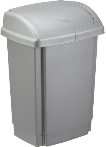 past team Poubelle à couvercle basculant, 10 litres, argent