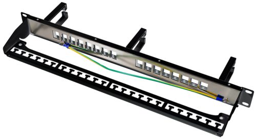 LogiLink Panneau de brassage Keystone 19', 16 ports, blindé