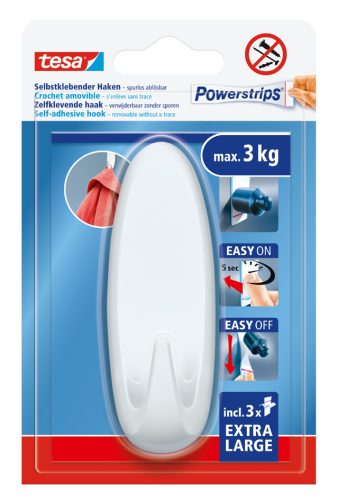tesa Crochet Powerstrips EXTRA LARGE ovale, blanc