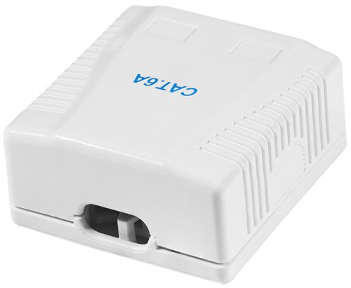 LogiLink Prise RJ45 cat. 6A avec boîtier en saillie, 2x RJ45