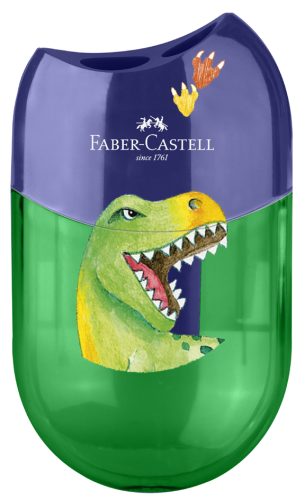 FABER-CASTELL Taille-crayon 2 trous 'Dino', vert/bleu