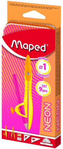 Maped Coffret de géométrie Mathset STUDY NEON, 9 pièces