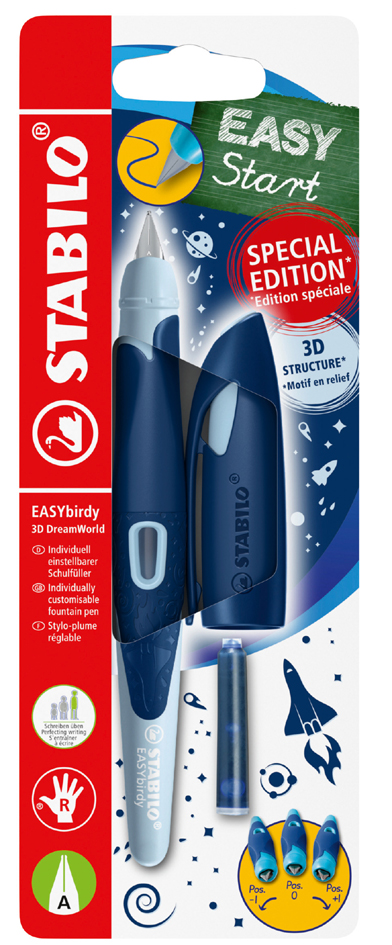 STABILO Stylo plume EASYbirdy 3D DreamWorld L, bleu, A