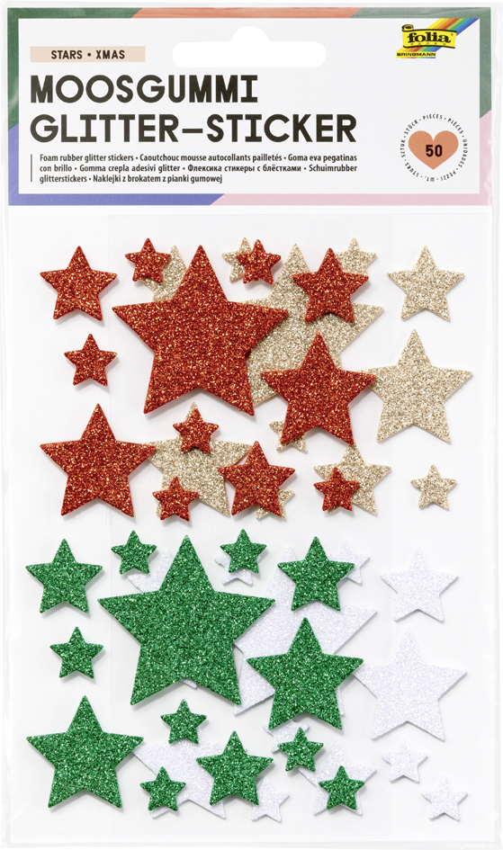 folia Sticker pailleté en caoutchouc mousse STARS XMAS