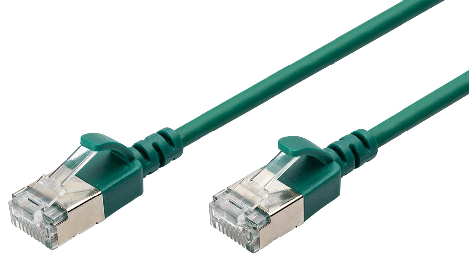 DIGITUS Câble de brassage Slim, cat. 6A, F/FTP, 1,5 m, vert