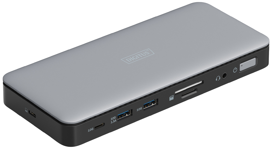 DIGITUS Station d'accueil USB-C, 11 ports, gris/noir