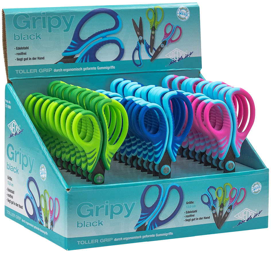 WEDO Ciseaux Gripy, ronds, longueur 130 mm, présentoir de 30