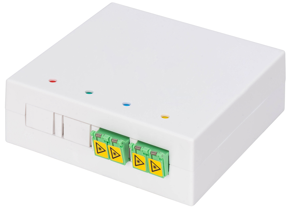 DIGITUS Boîtier FTTH, 2x LC/APC DX femelle avec obturateur