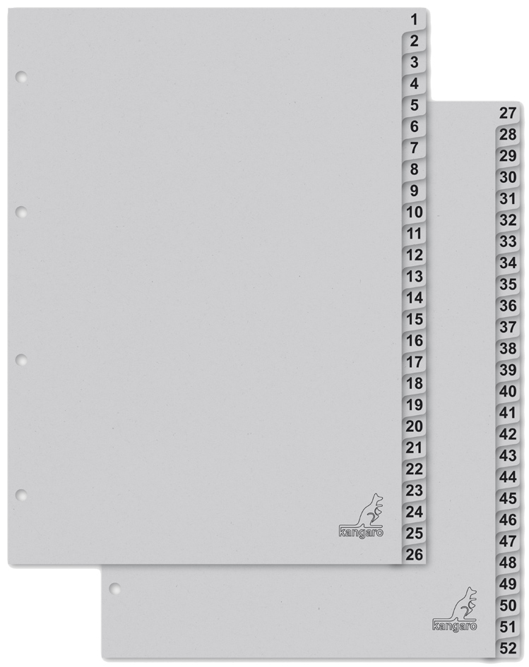 kangaro Intercalaire carton ECO, chiffres 1-52, 52 pièces