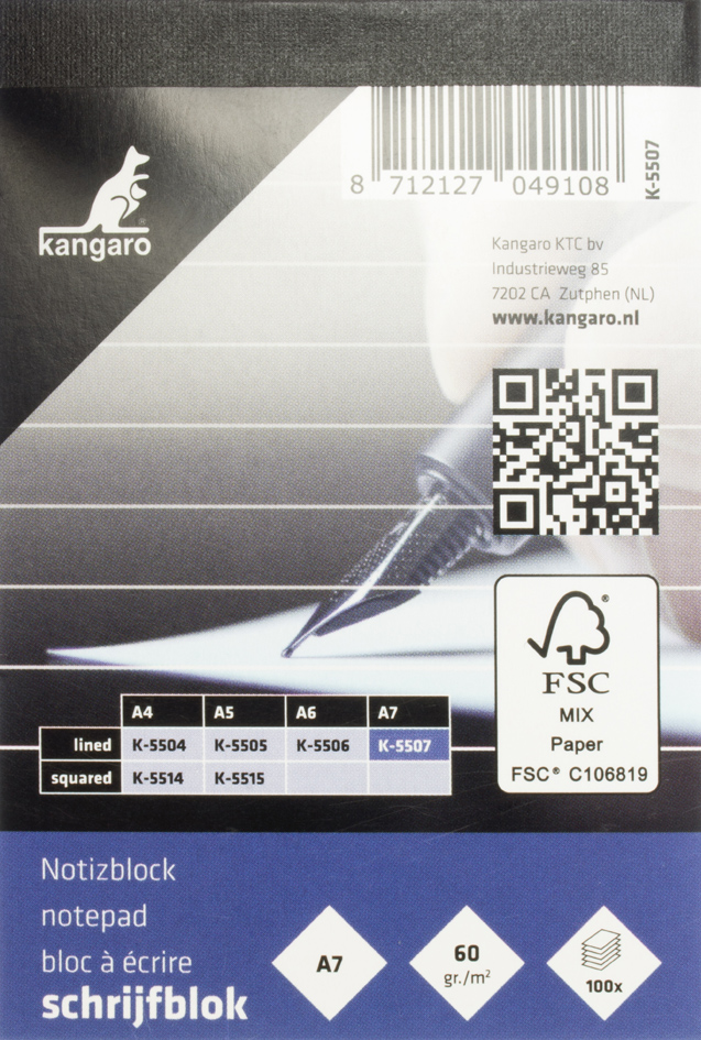 kangaro Bloc-notes A7, ligné, 100 feuilles