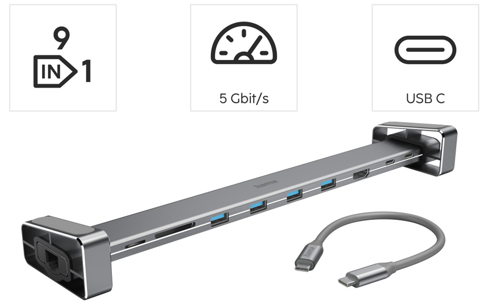 hama Station d'accueil 'Connect2Office Basic' USB-C, 9 ports