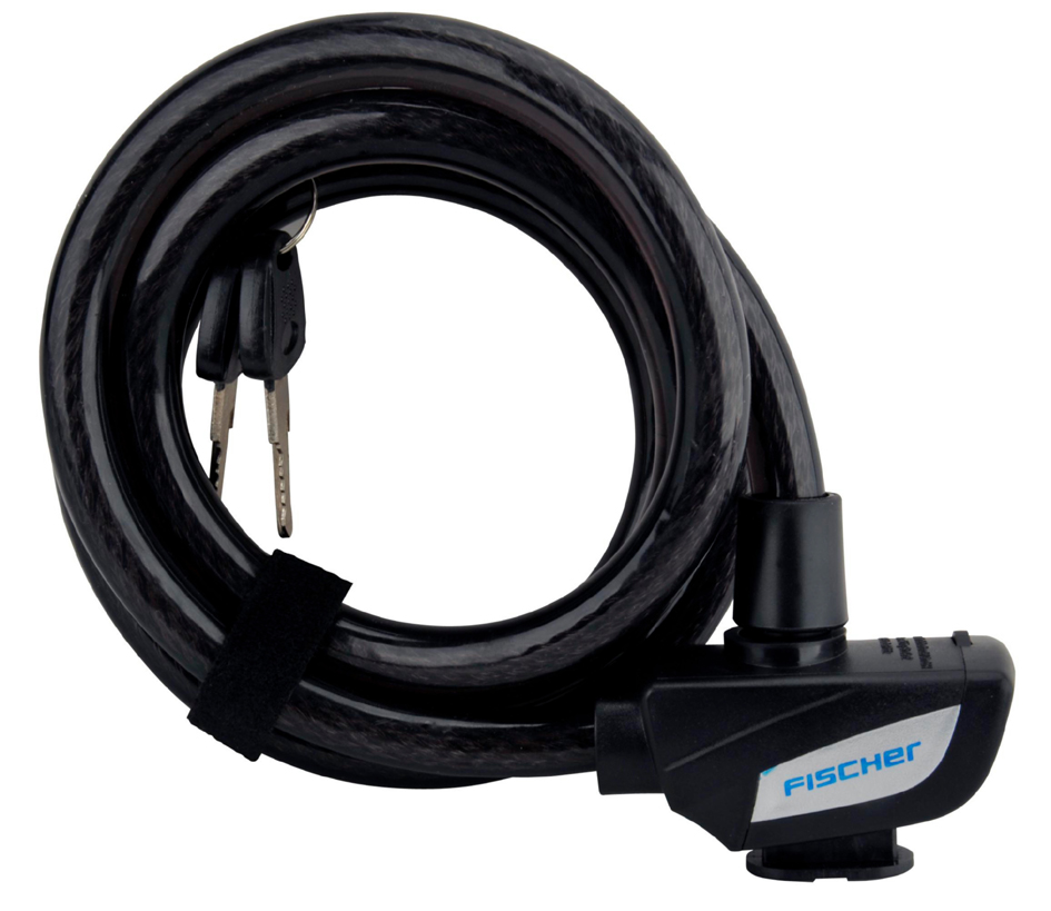 FISCHER Câble antivol pour vélo, longueur: 1.800 mm, noir