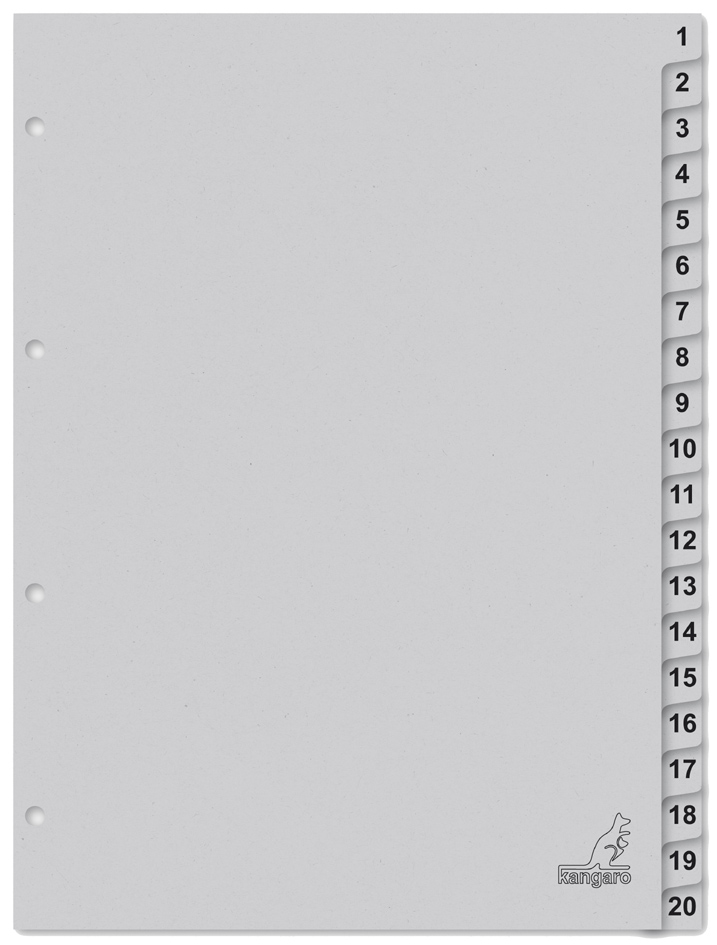 kangaro Intercalaire carton ECO, chiffres 1-20, 20 pièces