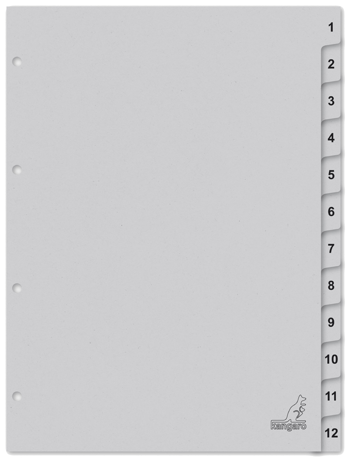 kangaro Intercalaire carton ECO, chiffres 1-12, 12 pièces