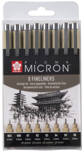SAKURA Feutre pointe fine PIGMA MICRON, étui de 8, noir