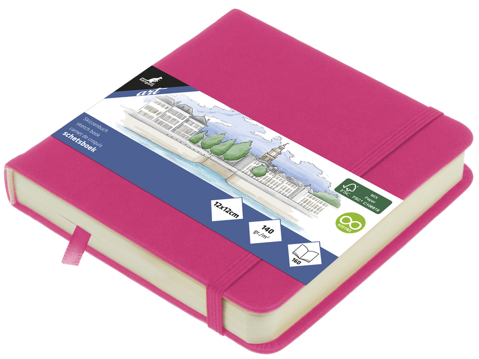 kangaro Carnet de croquis, 160 pages, 120x120 mm, hot pink