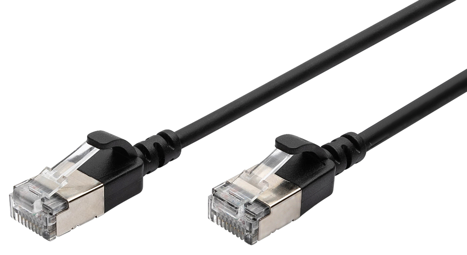 DIGITUS Câble de brassage Slim, cat. 6A, F/FTP, 0,5 m, noir