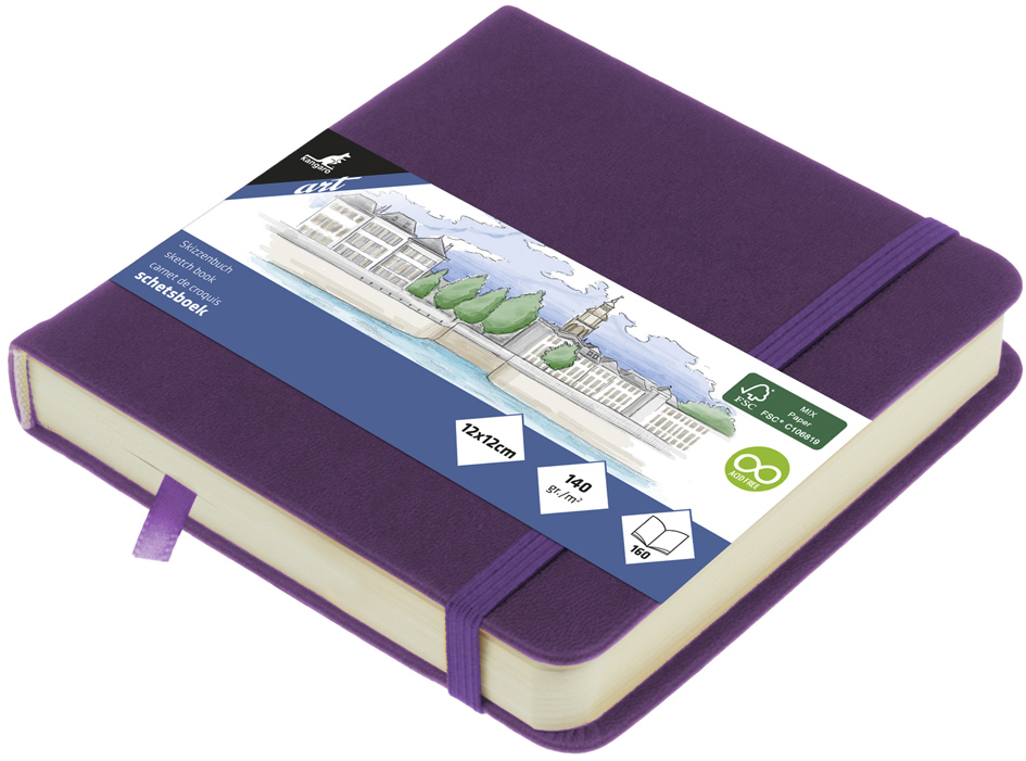 kangaro Carnet de croquis, 160 p., 120x120 mm, purple heart