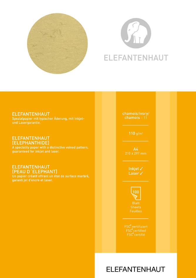 Papier spécial 'peau d'éléphant', A4, 190 g/m2, chamois