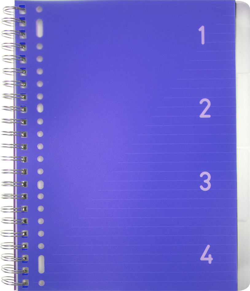 kangaro Cahier à spirale 4en1, A4, ligné, 200 pages, bleu