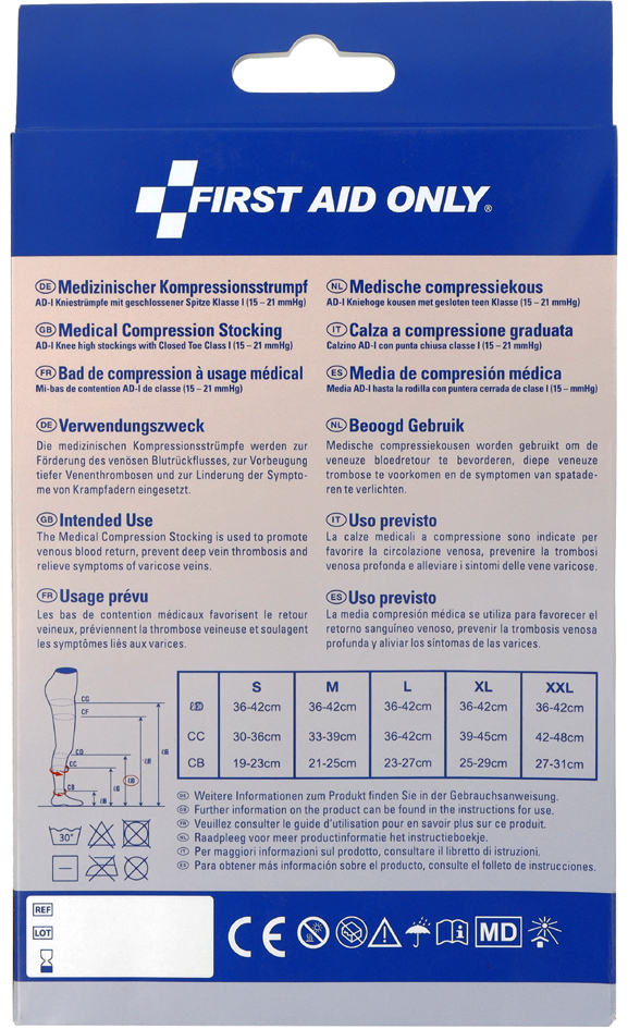 FIRST AID ONLY Mi-bas de contention, L, noir