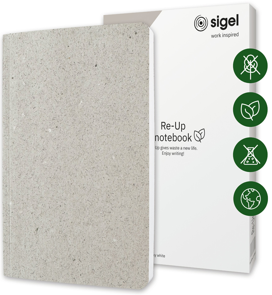 sigel Carnet de notes Re-Up, A5, ligné, blanc calcaire