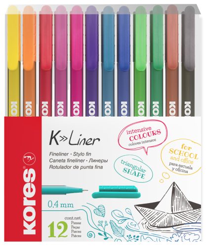 Kores Feutre Fineliner 'K-Liner', tracé: 0,4 mm, étui de 12